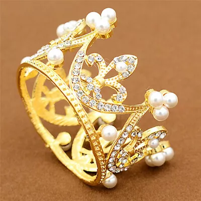 Wedding Bridal Crown Jewelry Pearl Queen Princess Crown Crystal Hair Accessory • £5.06