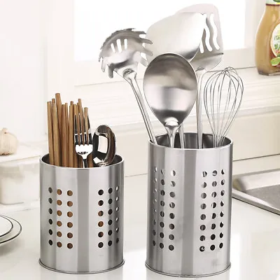 Stainless Steel Cutlery Stand Kitchen Sink Tidy Utensil Holder Rack Drainer • $14.99