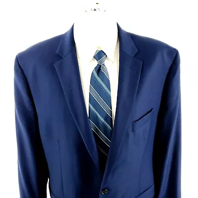 DAMAGED Lauren Ralph Lauren Wool 2 Button Blazer 46L Royal Blue Birdseye • $16.03