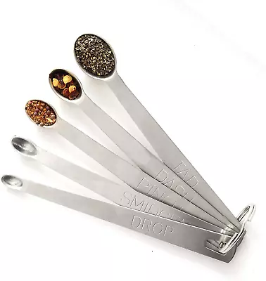 Measuring Spoons Set Of 5 Tad Dash Pinch Smidgen And Drop Mini Stainless Steel • $9.04