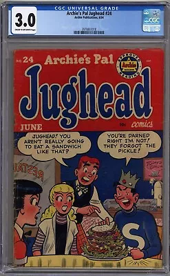 Archie's Pal Jughead #24 Cgc 3.0 Cream To Ow Pgs Archie Publcations 1954 • $65