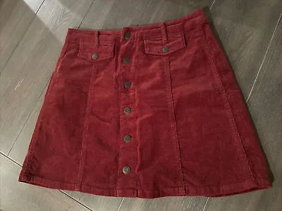 MOSSIMO SUPPLY CO. Rust Snap Front A-Line Corduroy Mini Skirt - Size 8 • $12.99