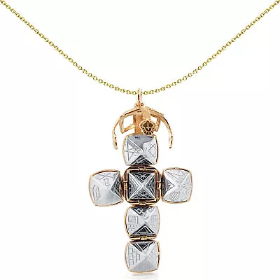 9ct Gold Silver Mersham Jewels Large Globe Cross Masonic 16mm Orb Ball Pendant • $774.10