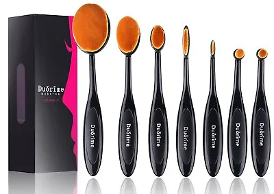 Duorime New 7Pcs Black Oval Toothbrush Makeup Brush Set Cream Contour Powder • $12.54