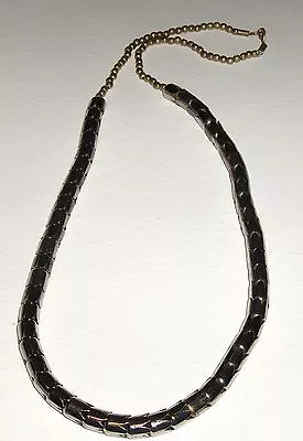 Unusual Vtg Tulip Link Bead Necklace Bright Silvertone Over Brass Shepards Hook • $34.95