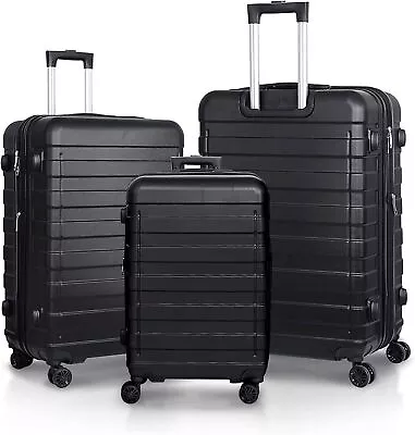 3PCS Suitcase Carry-On Set 21 26 30  Black Hardshell Suitcase With TSA Lock  • $93.58