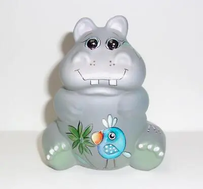 Fenton Glass Crystal Whimsey Bird Hippo Figurine Ltd Ed #17/26 By Kim Barley • $154.95