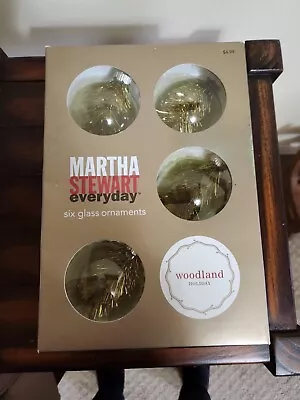 Set Of 6 Vintage Martha Stewart WINTER BLOSSOMS Glass Christmas Ornaments  • $12.25