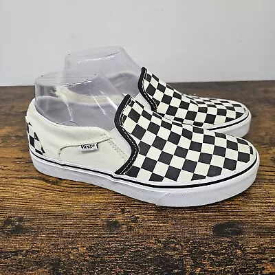 Vans Off The Wall Checker Board Slip On Shoes Black/Cream Womens Size 7.5 • $29.95