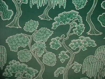 Japanese Japonica Oriental Tree Green Velvet Fabric Curtain Upholstery Cushion • £2.99