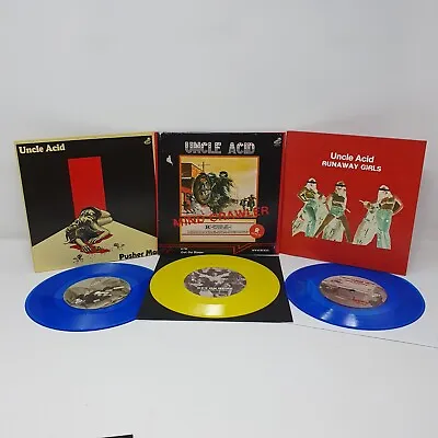 Uncle Acid 7  Singles Bundle Color Vinyl Pusher Man Mind Crawler Runaway Girls • £51.37