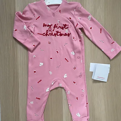 Baby Girl 3-6 Months George My First Christmas Babygrow BNWT NEW • £6.50