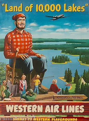 Land 10000 Lakes Minnesota United States America Travel Advertisement Poster  • $10.49