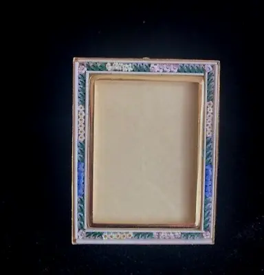 Micro Mosaic In Brass Small Rectangular Picture Frame Italy • $29.99