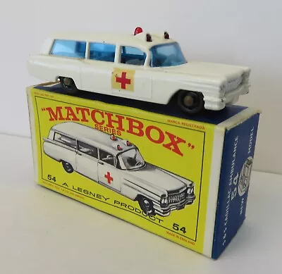 1960s Matchbox Regular Wheels #54 S & S Cadillac Ambulance In Original Box Lesne • $3.62