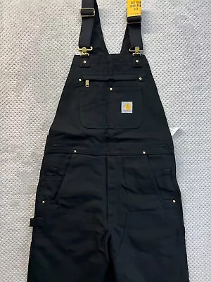 CARHARTT Duck Bib Overall 32x32 Black Relaxed Loose Fit • $69.95