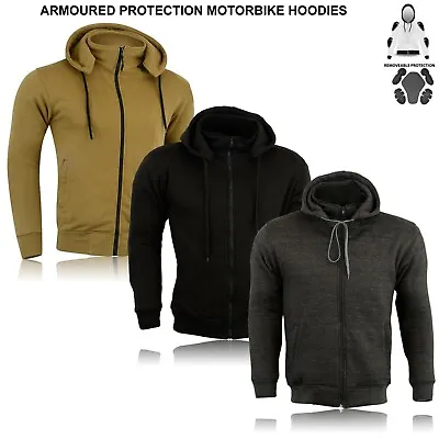 Motorcycle Motorbike Armoured Hoodie Hoody Fleece Jacket Zip Up Removable Armour • $37.29