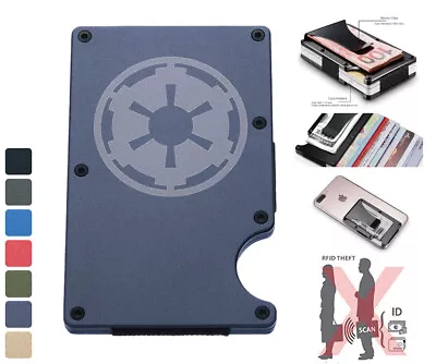 Star Wars Empire Men Aluminum RFID Blocking Wallet Money Clip Credit Card Holder • $19.54