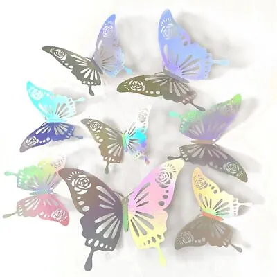 $3.03 • Buy Mirror Paper 3D Butterfly Wall Stickers Hollow Butterflies Decals Metal Texture