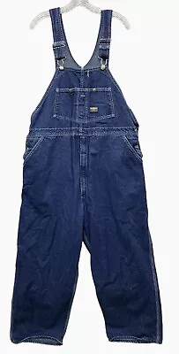 Mens Vintage Oshkosh BGosh Bib Overalls USA Union Made Vestback Blue Denim 46x29 • $79.99