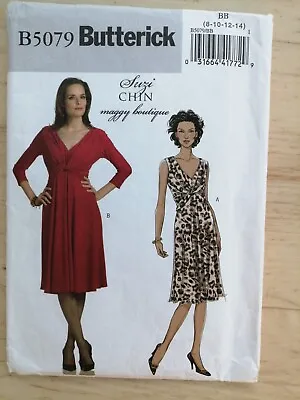 £4.95 • Buy BUTTERICK SEWING PATTERN B5079 DRESS TWISTED DRAPE BODICE 3/4 Or NO SLEEVES 8-14