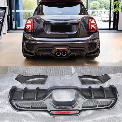 For Mini Cooper S F54 F55 F56 F57 Carbon Fiber Rear Bumper Diffuser Spoiler Kit • $489