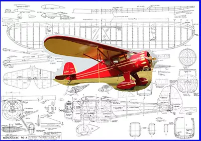 Model Airplane Plans (RC): Monocoupe 90A Scale 56  For .30-.45 (Sid Morgan) • $18