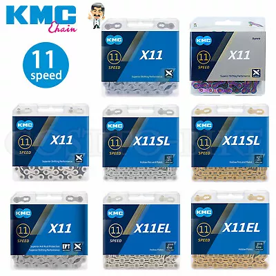 KMC 11 Speed Chain X11 X11EL X11SL 118 Links MTB Bicycle Road Bike For Shimano • $22.40