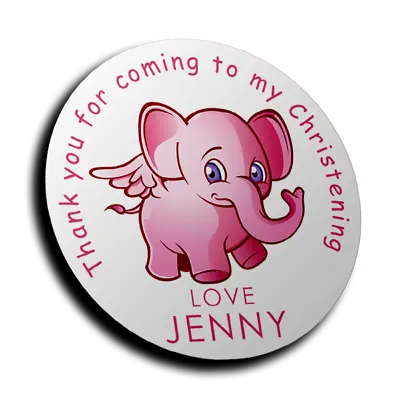 £2.59 • Buy Personalised Pink Elephant Christening Stickers For Sweet Cones. Fast Delivery