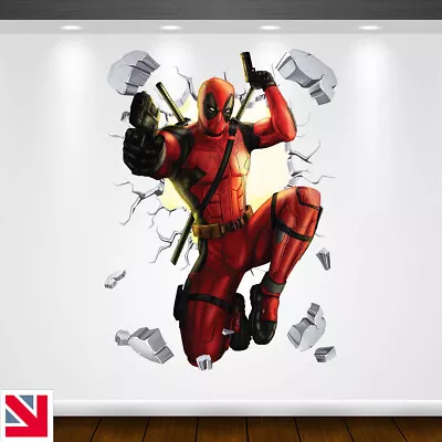 DEADPOOL SUPERHERO Wall Sticker Vinyl Decal Mural Poster AVENGERS Kids Boys • £4.99