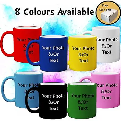 Personalised Print Satin Coated Mug Your Photo Text Image Premium Gift Free Box • £10.99