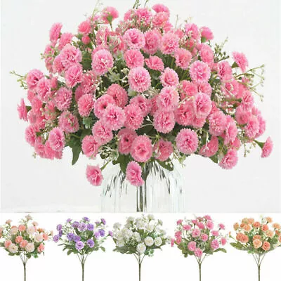 20 Heads Artificial Carnation Fake Silk Flowers Bouquet Garden Plants Home Decor • £4.49