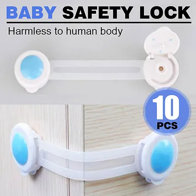 $11.96 • Buy 10X Safety Door Lock Fridge Drawer Toilet Cupboard Cabinet For Baby Kids Child