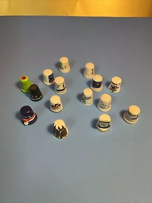 Vintage Lot Of 15 Sewing Thimbles Souvenir States Mixed Variety • $10