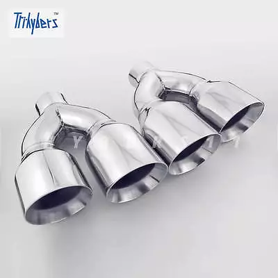 Pair 2.5  In Twin 4  Out 11.8  Long Dual Wall Quad Stainless Steel Exhaust Tips • $217.97