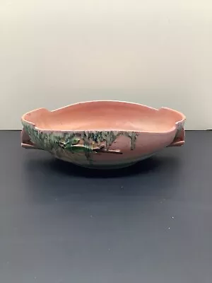 Vintage Roseville Pottery Moss Pattern Console Bowl 293-10 Pink Teal Issues • $74.99