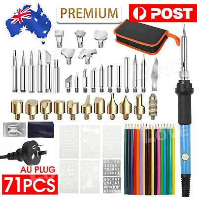 71Pcs 60W Electric Soldering Iron Kit Wood Burning Pen Stand Pyrography DIY Tool • $25.95