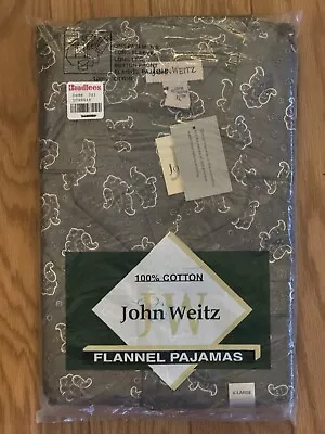 JOHN WEITZ Pajama Set Mens XL Flannel Long Sleeve Top & Pants Cotton NOS • $49.99
