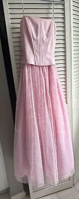 Pink Corset Prom Homecoming Quince Special Event Gown Tulle Lined Vintage • $34.99