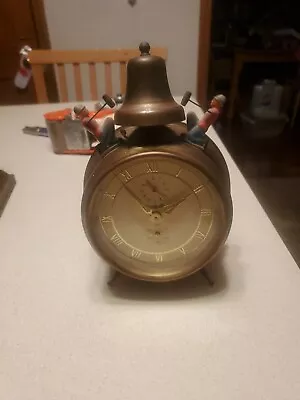 Vintage Forestville Germany Mechanical Alarm Clock Men Hitting Bell • $29.99