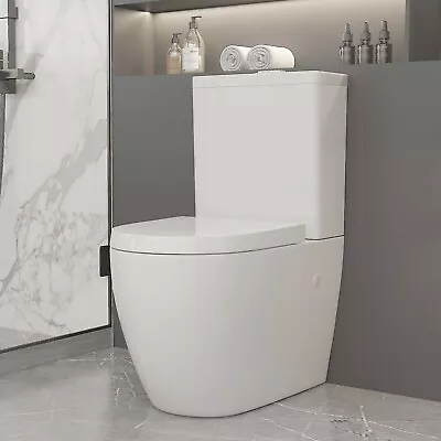 Close Coupled Toilet Short Projection Bathroom WC Pan Soft Close Seat & Cistern • £229.99