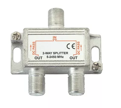 2 Way F-Type Aerial Satellite Splitter Combiner TV Virgin Cable Sky Coax 3 X F • £4.59