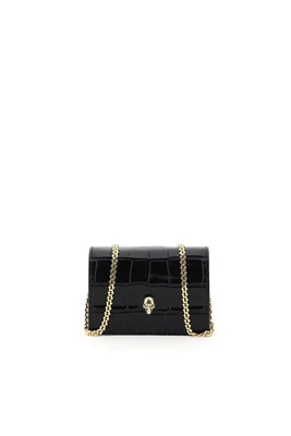 $768.53 • Buy Alexander Mcqueen 'Skull' Micro Bag With Chain  Black Leather