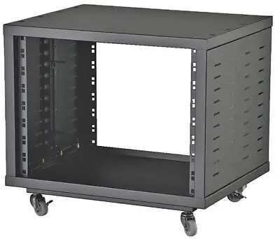 8U 19  Universal Open Rack Cabinet With Wheels Black - URC-8U • £90.59