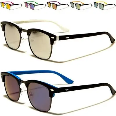 Designer Classic Black Sunglasses Retro Vintage Mirrored Uv400 Mens Ladies Women • £8.99