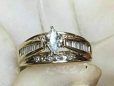 2Ct Marquise Cut Lab Created Diamond Engagement Ring 14K Yellow Gold Plated • $90.39