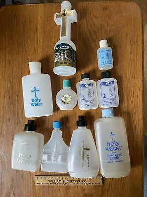 10 Vintage Holy Water Plastic Bottles Screw Top  Various Sizes And Ages • $25