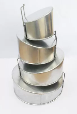 4 Tier Mini Topsy Turvy Round Multilayer Birthday Wedding Cake Tin Cake Moulds • $200