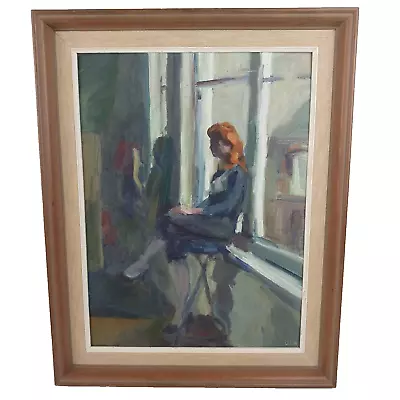 Original Oil Painting By OLA SAUNDERS 1974  Girl By Window  • £45