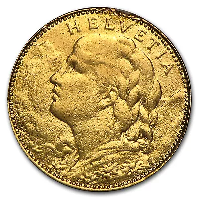 Switzerland Gold 10 Francs Helvetia (1911-1922) Avg Circ • $323.96